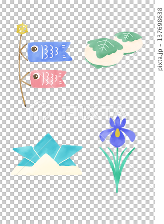こどもの日のイベントに使えるカラフルな端午の節句のイラストセット 137698638