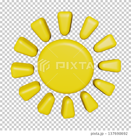 黄色い太陽の3Dイラスト 137698692