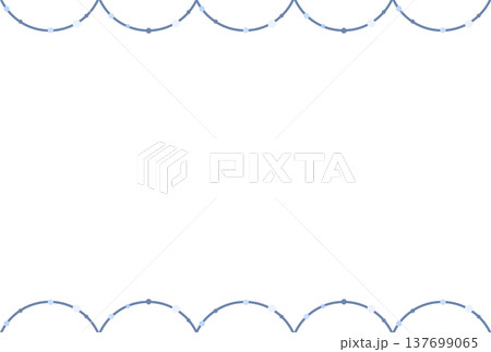 薄い青色のドットと半円の連続したフレーム 137699065