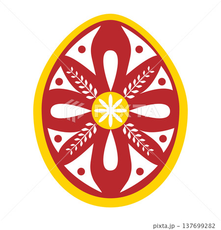 Decorated Easter Egg icon with colorful folk geometric ornaments Decorated Easter Egg icon with colorful folk geometric ornaments 137699282