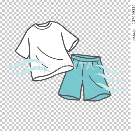 Illustration of breathable clothing (for preventing heatstroke, summer clothing) Illustration of breathable clothing (for preventing heatstroke, summer clothing) 137699330