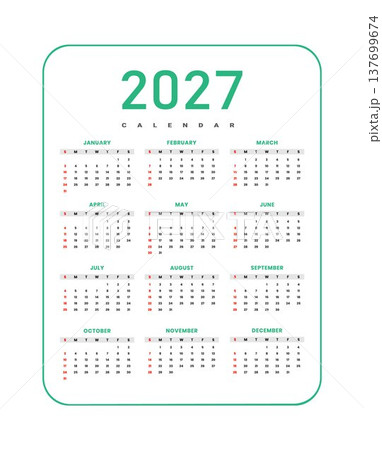 Modern 2027 Annual Calendar Template 137699674