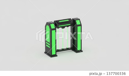 Futuristic green gate with neon highlights in minimalist design Futuristic green gate with neon highlights in minimalist design 137700336