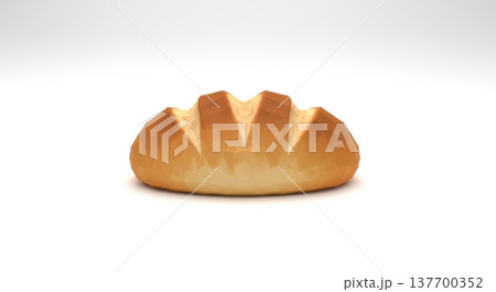 Geometric low poly bread on white background with sharp angles and warm colors Geometric low poly bread on white background with sharp angles and warm colors 137700352
