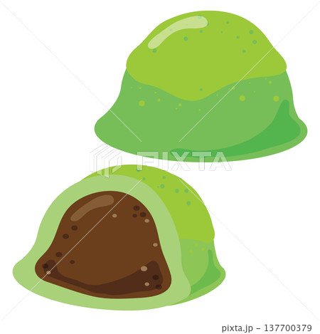 日本の伝統菓子「うぐいす餅」 断面付き 日本の伝統菓子「うぐいす餅」 断面付き 137700379