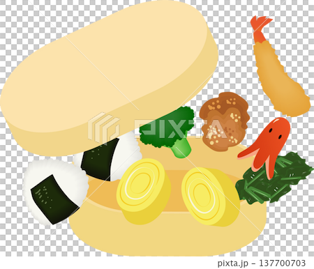 中身が飛び出すお弁当 137700703