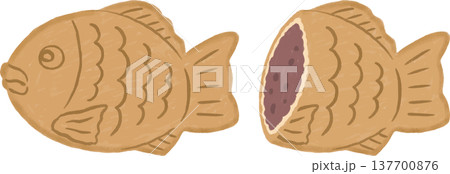 たい焼きの手描き風イラスト 137700876