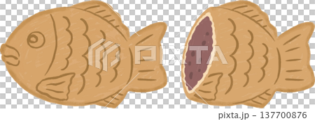 たい焼きの手描き風イラスト 137700876