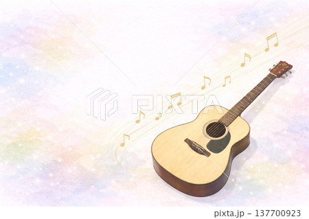 音楽シリーズ：水彩で描いたギターの躍動背景 137700923