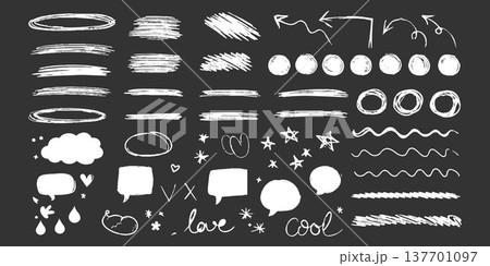 Hand Drawn Doodle Highlight Elements Set 137701097