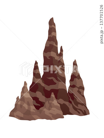 Cave stone mineral stalagmites column natural growth geology formations vector illustration isolated on white background Cave stone mineral stalagmites column natural growth geology formations vector illustration isolated on white background 137701526