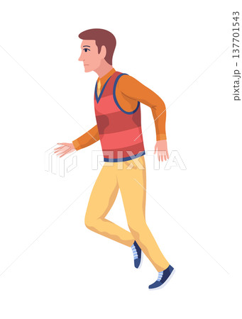 Pupils evacuation from school building flat color vector illustration. Students and staff emergency leaving. Kids follows escape route 2D cartoon characters with educational facility 137701543