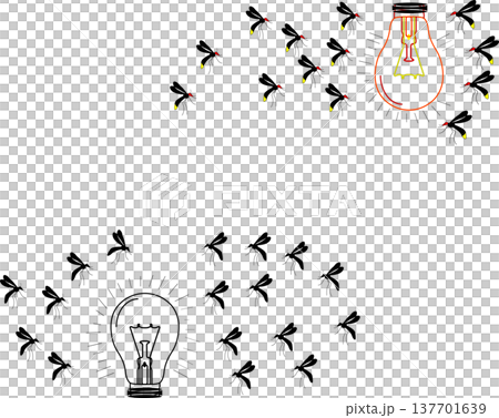 mosquito insects flying toward glowing bulb at night showing pest behavior around home lighting 137701639