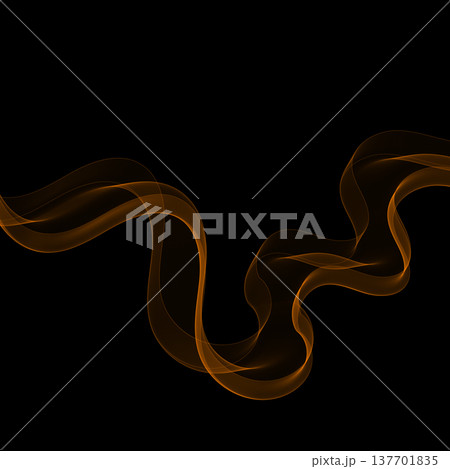 Abstract orange wavy line with a transparent smoke effect on a deep black background for modern design. Eps 10 Abstract orange wavy line with a transparent smoke effect on a deep black background for modern design. Eps 10 137701835