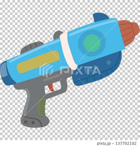 A blue water gun decorated with green circle detail, symbolizing fun and joy during the Songkran Festival. 137702182