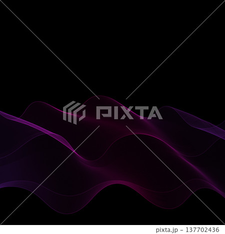 Abstract dark purple wave of thin mesh lines on a black background for modern digital and creative design. Eps 10 Abstract dark purple wave of thin mesh lines on a black background for modern digital and creative design. Eps 10 137702436