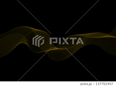 Golden smoke wave with sophisticated lace of lines on a black background. Eps 10 137702447