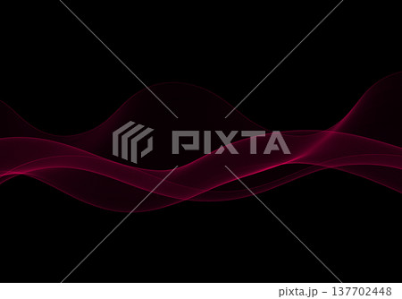 Abstract pink wave of thin sophisticated lines on a deep black background for modern creative design. Eps 10 137702448