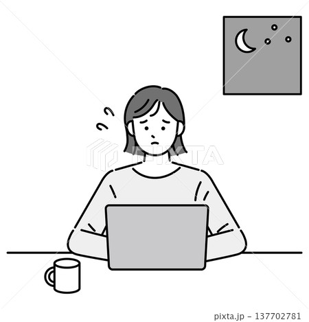 パソコン作業で困っている女性 137702781