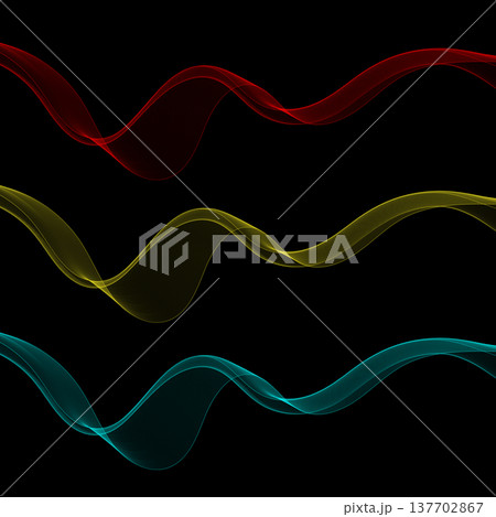 Set of abstract colorful waves of thin lines on a black background for modern graphic and digital design. Eps 10 Set of abstract colorful waves of thin lines on a black background for modern graphic and digital design. Eps 10 137702867