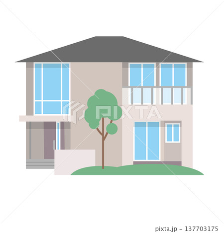一軒家の住宅イラスト 一軒家の住宅イラスト 137703175