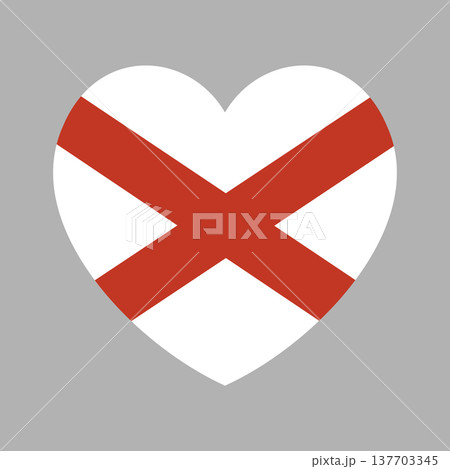 Alabama State flag icon, sticker in heart shape. United States of America state flag background. Heart shaped Alabama State flag badge, button, banner. Alabama State flag icon, sticker in heart shape. United States of America state flag background. Heart shaped Alabama State flag badge, button, banner. 137703345
