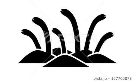 地から生える抽象的な生命体のシルエット 137703878