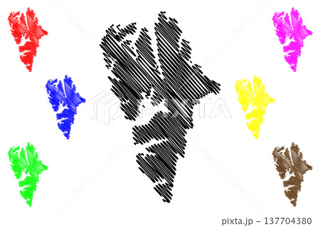 Spitsbergen island (Kingdom of Norway, Svalbard) map vector illustration, scribble sketch West Spitsbergen or Spitzbergen map Spitsbergen island (Kingdom of Norway, Svalbard) map vector illustration, scribble sketch West Spitsbergen or Spitzbergen map 137704380