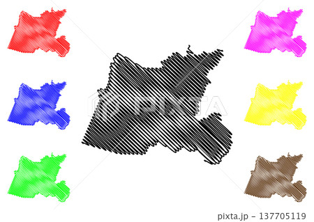 Muqui municipality (Espirito Santo state, Municipalities of Brazil, Federative Republic of Brazil) map vector illustration, scribble sketch map 137705119
