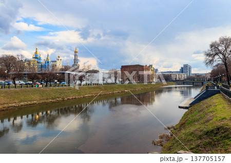 View of Intercession (Pokrovsky) Monastery and the Lopan river in Kharkov, Ukraine View of Intercession (Pokrovsky) Monastery and the Lopan river in Kharkov, Ukraine 137705157