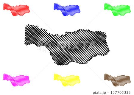 Pinheiros municipality (Espirito Santo state, Municipalities of Brazil, Federative Republic of Brazil) map vector illustration, scribble sketch Pinheiros map 137705335