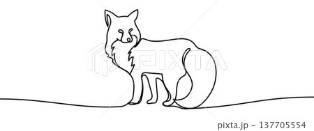 Forest Fox sign, minimalist ecological and environmental concept symbol, continuous line design, isolated on transparent background, vector illustration Forest Fox sign, minimalist ecological and environmental concept symbol, continuous line design, isolated on transparent background, vector illustration 137705554