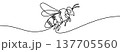 Bee sign, minimalist ecological and environmental concept symbol, continuous line design, isolated on transparent background, vector illustration 137705560