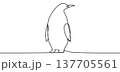 Penguin sign, minimalist ecological and environmental concept symbol, continuous line design, isolated on transparent background, vector illustration 137705561