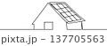 House with Solar Panels, minimalist ecological and environmental concept symbol, continuous line design, isolated on transparent background, vector illustration 137705563