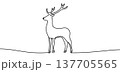 Wild Deer sign, minimalist ecological and environmental concept symbol, continuous line design, isolated on transparent background, vector illustration 137705565
