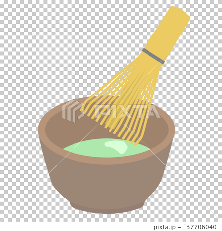 Illustration of a tea whisk and tea bowl Illustration of a tea whisk and tea bowl 137706040