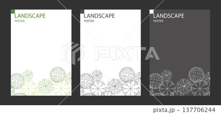 Minimal landscape poster design featuring delicate botanical line art and clean layout. Modern template suitable for wall art, nature themes, graphic design, and print composition. 137706244