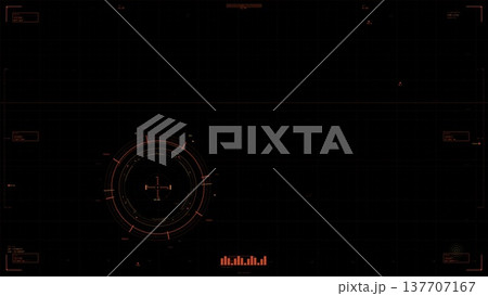 Futuristic Orange HUD Interface with Radar and Data Displays 137707167