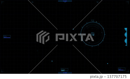 Military Fire Control HUD with Radar Scope and Data Interface Military Fire Control HUD with Radar Scope and Data Interface 137707175