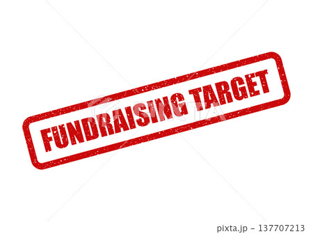 Grungy rectangular rubber stamp with FUNDRAISING TARGET text, perfect for financial campaign visuals 137707213