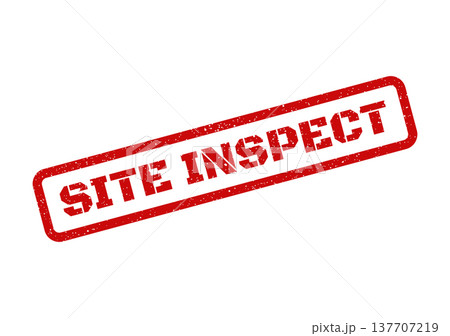 Grungy rectangular rubber stamp with SITE INSPECT text for official document marking or project status indication 137707219