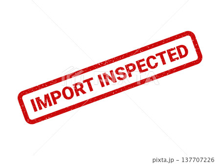 Grungy rectangular stamp displaying IMPORT INSPECTED text, suitable for quality control and customs procedures Grungy rectangular stamp displaying IMPORT INSPECTED text, suitable for quality control and customs procedures 137707226