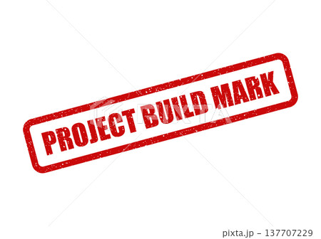 Grungy rectangular stamp displaying project build mark for identifying construction and development stages 137707229