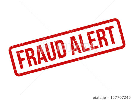 Grungy rectangular stamp featuring the text FRAUD ALERT for security and warning purposes on documents 137707249