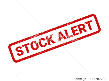 Grungy rectangular stamp icon with STOCK ALERT text indicating a critical inventory or market status Grungy rectangular stamp icon with STOCK ALERT text indicating a critical inventory or market status 137707266