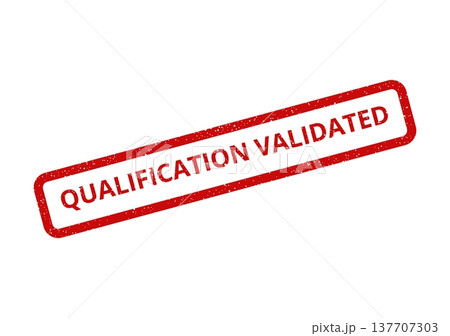 Grungy rectangular stamp with bold QUALIFICATION VALIDATED text, perfect for official approval documents Grungy rectangular stamp with bold QUALIFICATION VALIDATED text, perfect for official approval documents 137707303