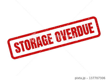 Grungy rectangular stamp with clear text stating STORAGE OVERDUE, useful for reminders regarding payments or item retrieval 137707306