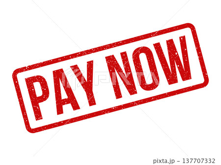 Grungy red ink rubber stamp with urgent pay now message for invoices and financial transaction documents 137707332