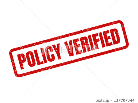 Grungy red rectangle stamp displaying Policy Verified text, confirming accuracy and authentication of guidelines Grungy red rectangle stamp displaying Policy Verified text, confirming accuracy and authentication of guidelines 137707344